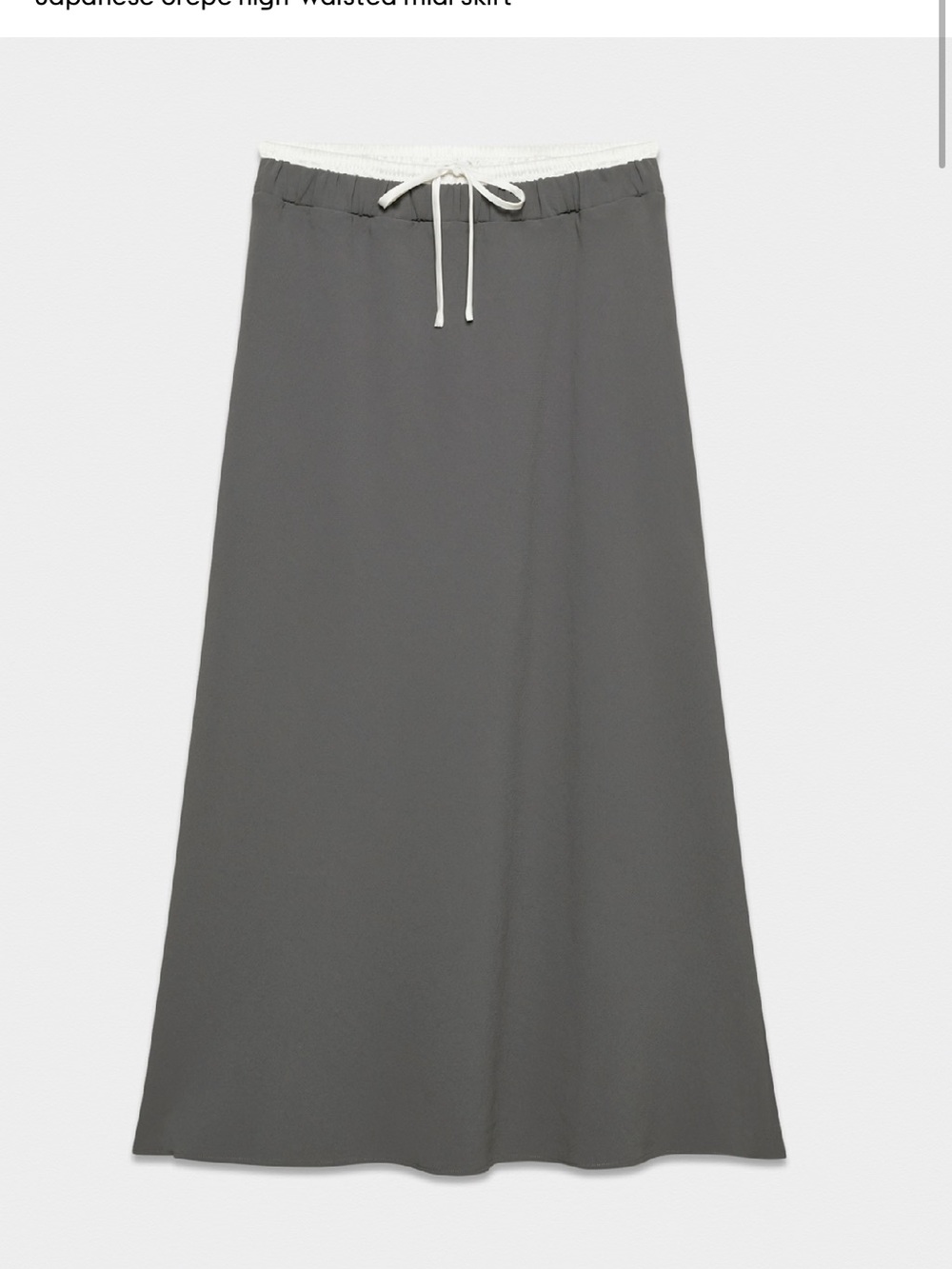 Aritzia Gray Maxi Skirt with White Drawstring Waist
